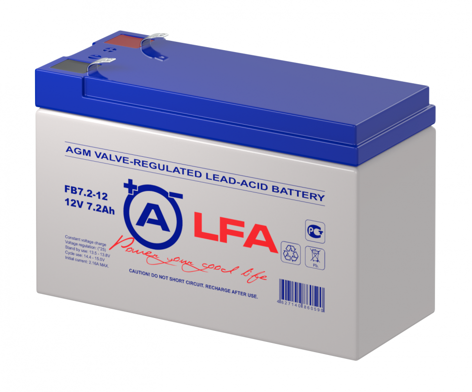 Аккумулятор/батарейка для ИБП (UPS) - ALFA BATTERY FB 7,2-12 (12 вольт-7.2 ампер) 