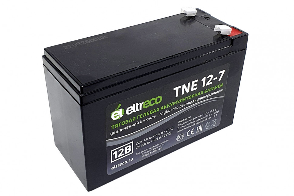 Тяговый гелевый аккумулятор Eltreco TNE12-7 - для детских машинок/мотоцикла/электромобиля
