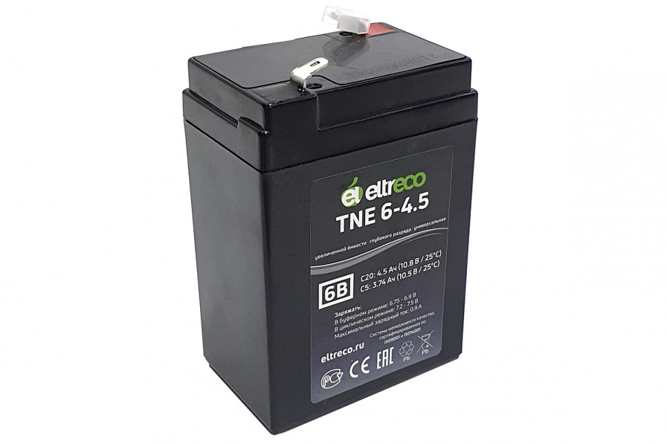 Тяговый гелевый аккумулятор Eltreco TNE6-4.5 - для детских машинок/мотоцикла/электромобиля