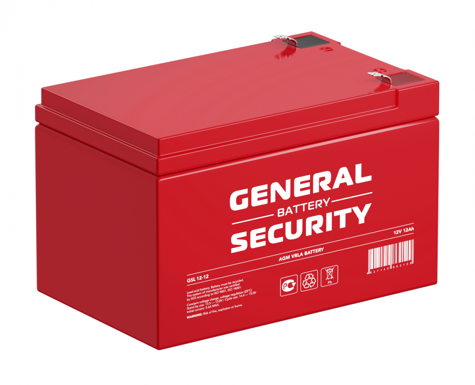  Аккумулятор/батарейка для ИБП (UPS) - General Security GSL 12-12 (12 вольт 12 ач)