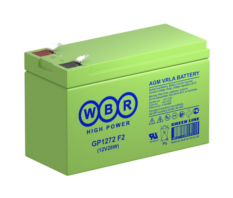 Аккумулятор/батарейка для ИБП (UPS) - WBR GP 1272 F2 28W (12 вольт 7.2 ач)