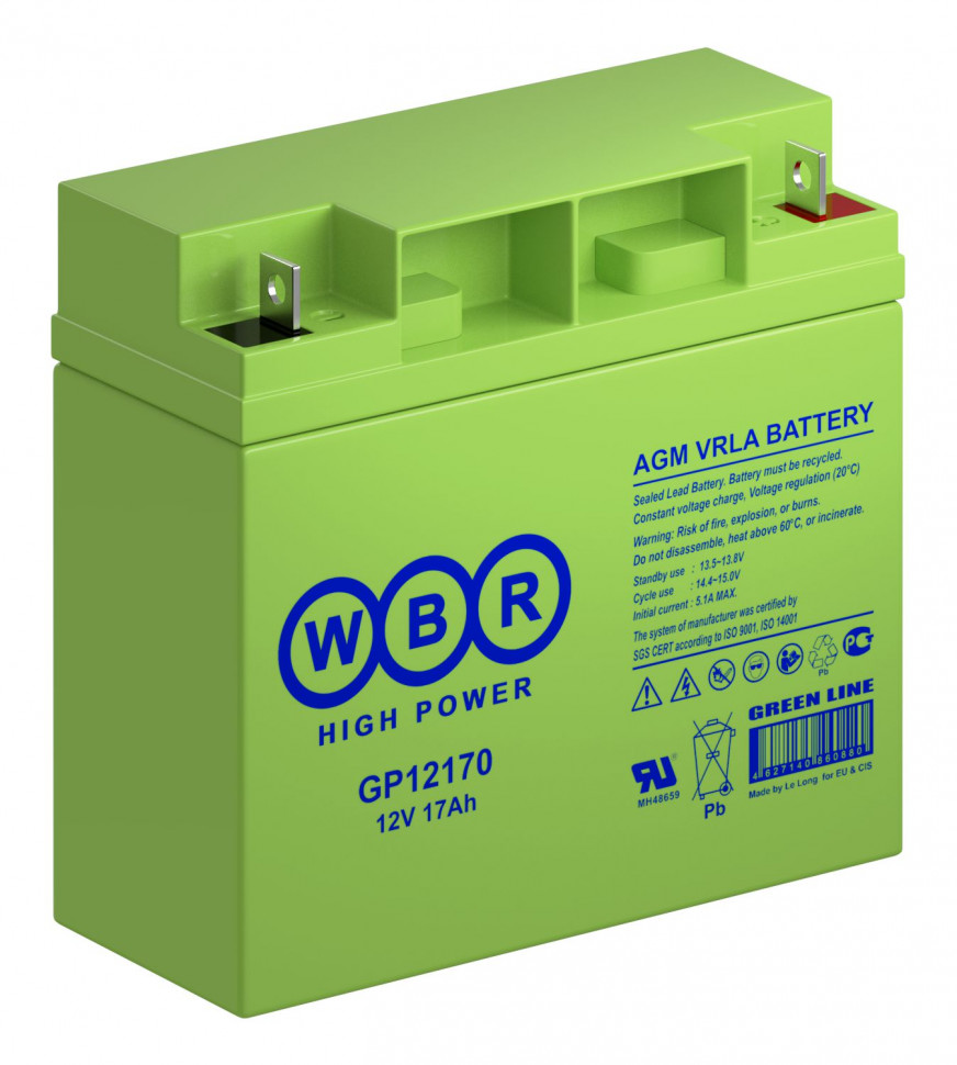 Аккумулятор/батарейка для ИБП (UPS) - WBR GP12170 (12 вольт 17 ач)