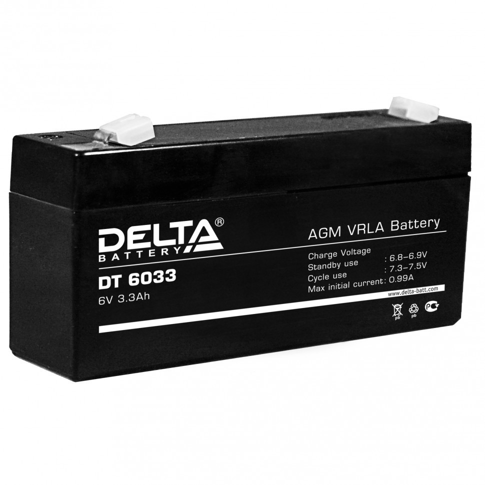 Аккумулятор/батарейка для ИБП (UPS) Delta DT 6033 (125)-(6 вольт 3.3 ач)