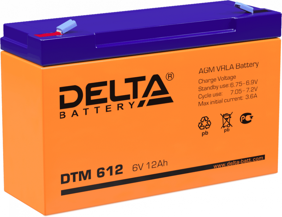 Аккумулятор для детского электромобиля/мотоцикла/машинки DELTA DTM 612 (6 вольт 12 ач)
