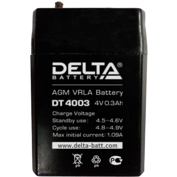 Аккумулятор/батарейка для ИБП (UPS) DELTA DT 4003 (4 вольт 0,3 ач) 
