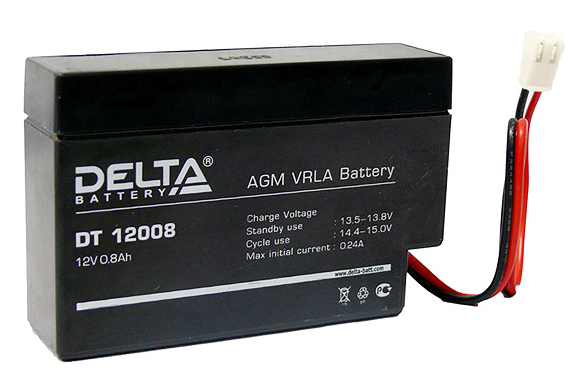 Аккумулятор/батарейка для ИБП (UPS) DELTA DT 12008 Т13 (12 вольт 0,8 ач)