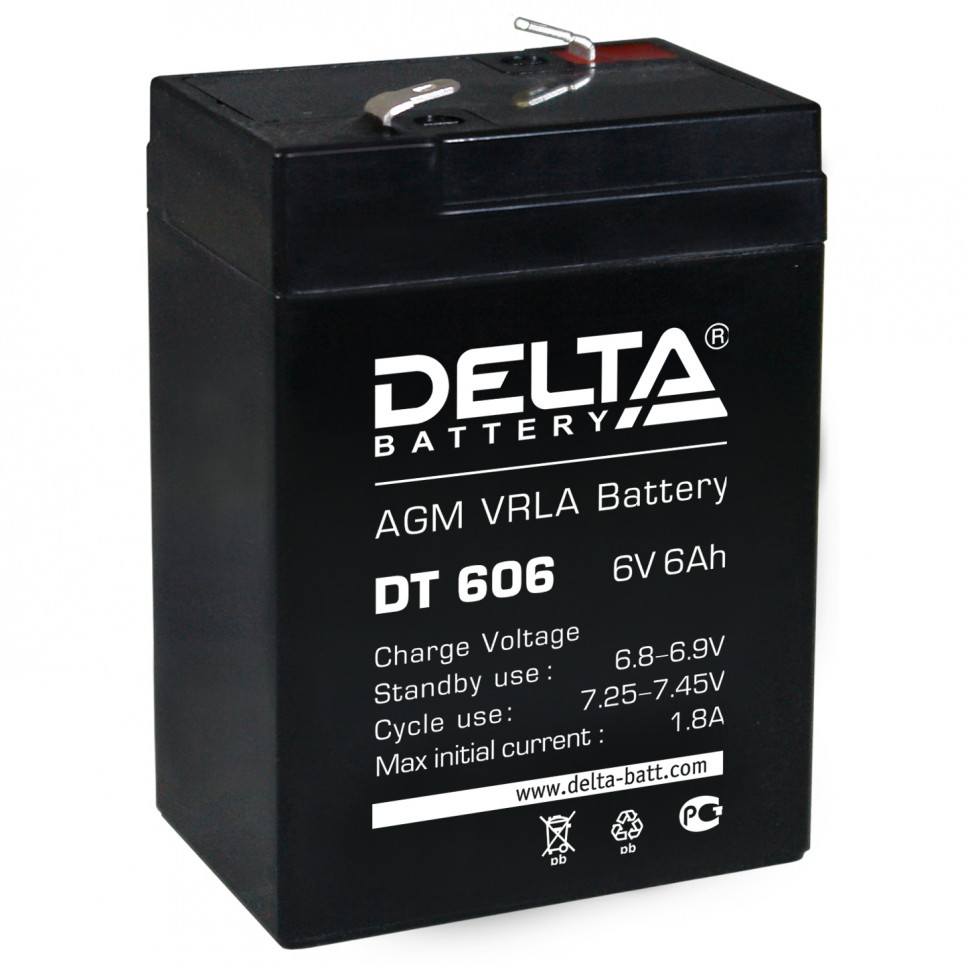 Аккумулятор для детского электромобиля/машинки/мотоцикла DELTA DT 606 (6 вольт 6 ач) 