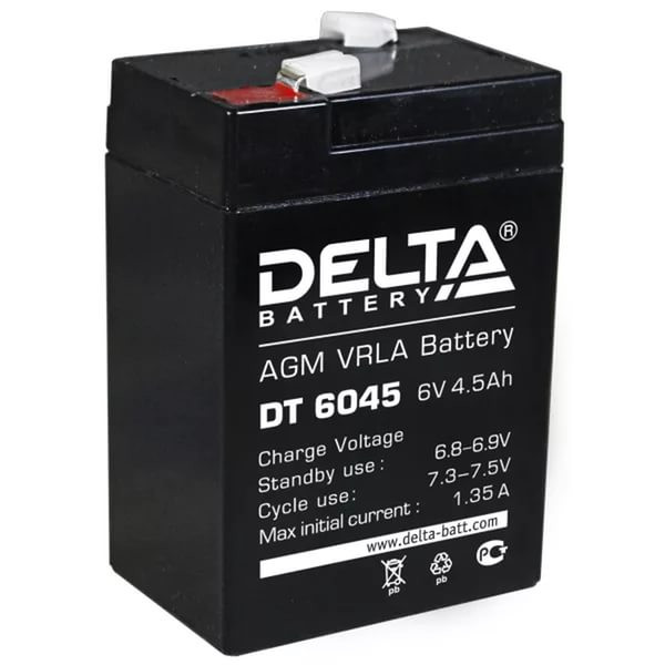 Аккумулятор для детской машинки DELTA DT 6045 (6 вольт-4.5 ач) 