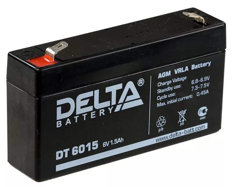 Аккумулятор/батарейка для ИБП (UPS) DELTA DT 6015 (6 вольт 1.5 ач)