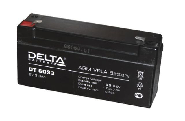 Аккумулятор/батарейка для ИБП (UPS) DELTA DT 6033 (6 вольт 3.3 ач)