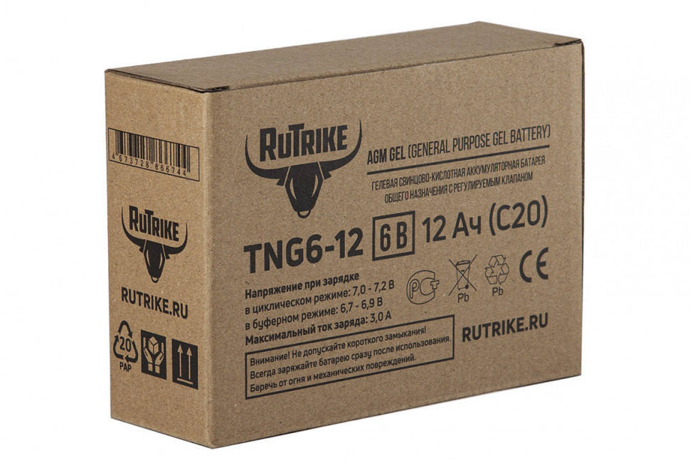 Гелевый аккумулятор RuTrike TNG6-12 -  для детских машинок/мотоцикла/электромобиля