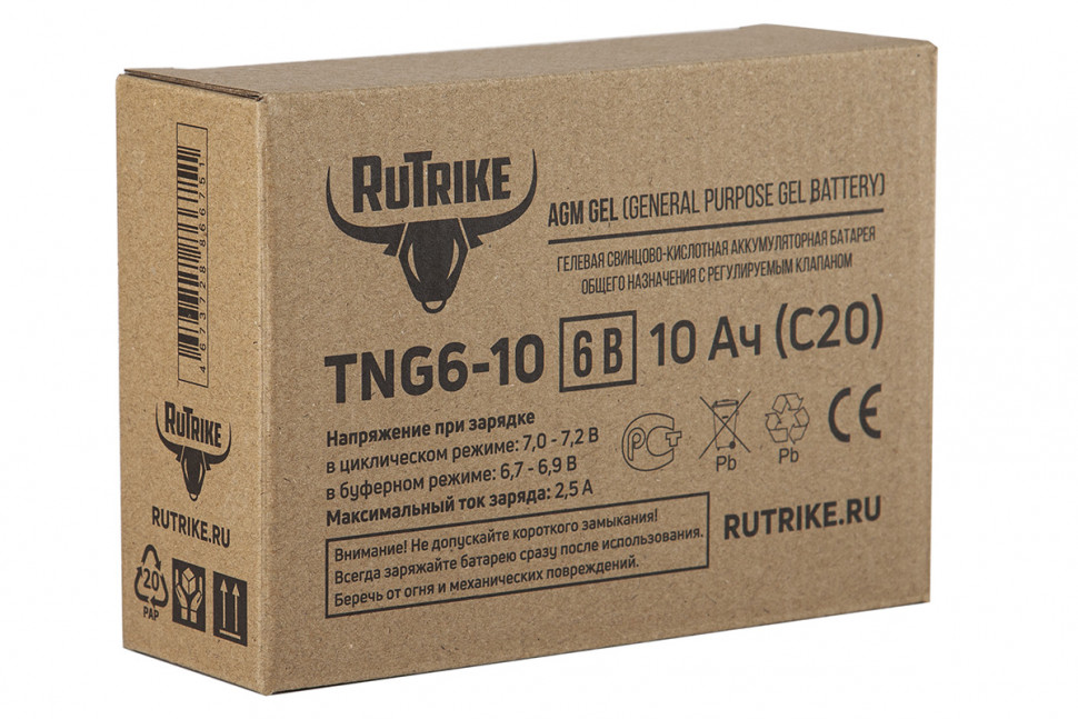 Гелевый аккумулятор RuTrike TNG6-10 -  для детских машинок/мотоцикла/электромобиля