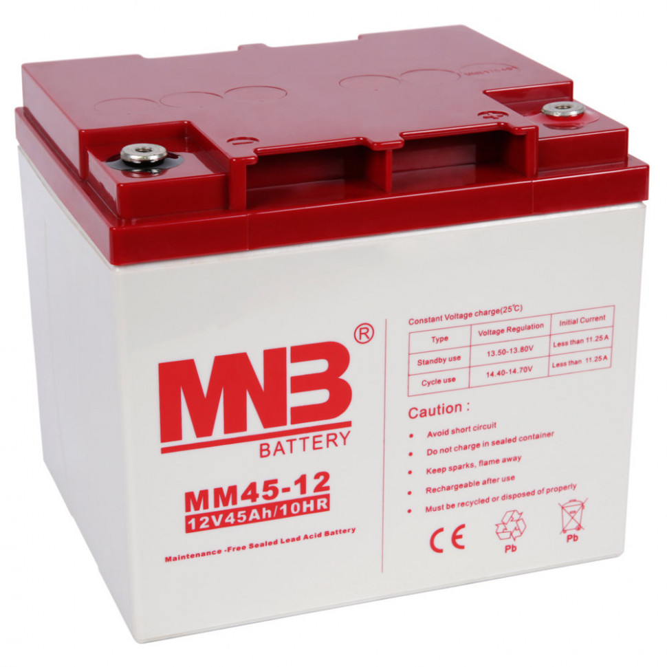 Аккумулятор/батарейка для ИБП (UPS) MNB MM45-12 (12 вольт - 45 ач)