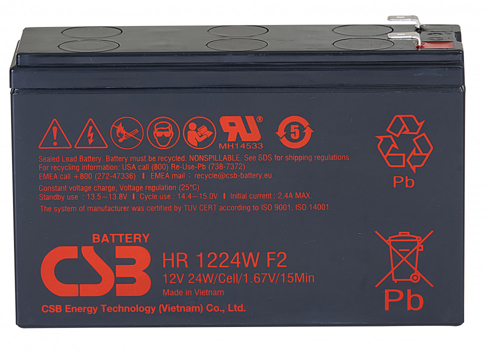 Аккумулятор/батарейка для ИБП (UPS) - CSB HR 1224W (12 вольт 6 ач)