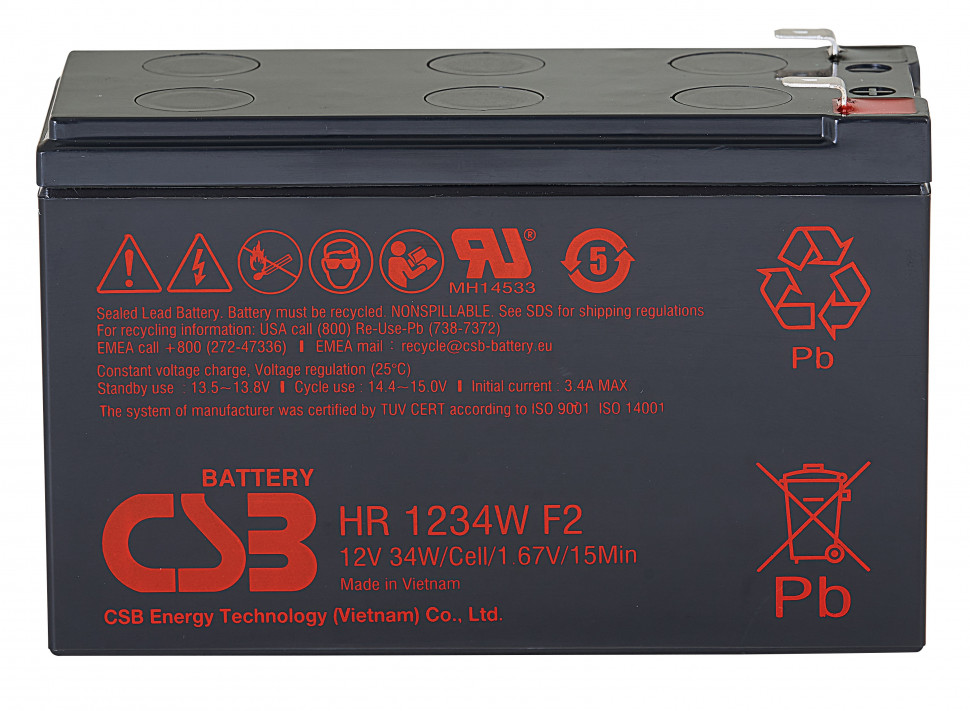 Аккумулятор/батарейка для ИБП (UPS) - CSB HR 1234W (12 вольт 9 ач)