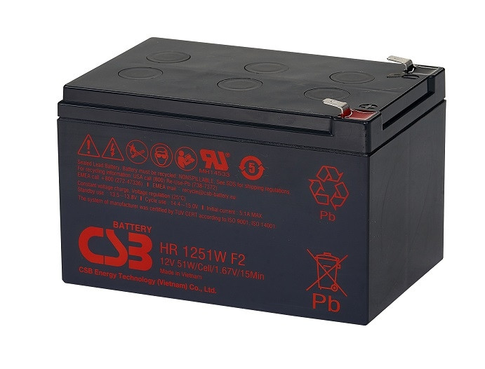 Аккумулятор/батарейка для ИБП (UPS) - CSB HR 1251W (12 вольт 13 ач)