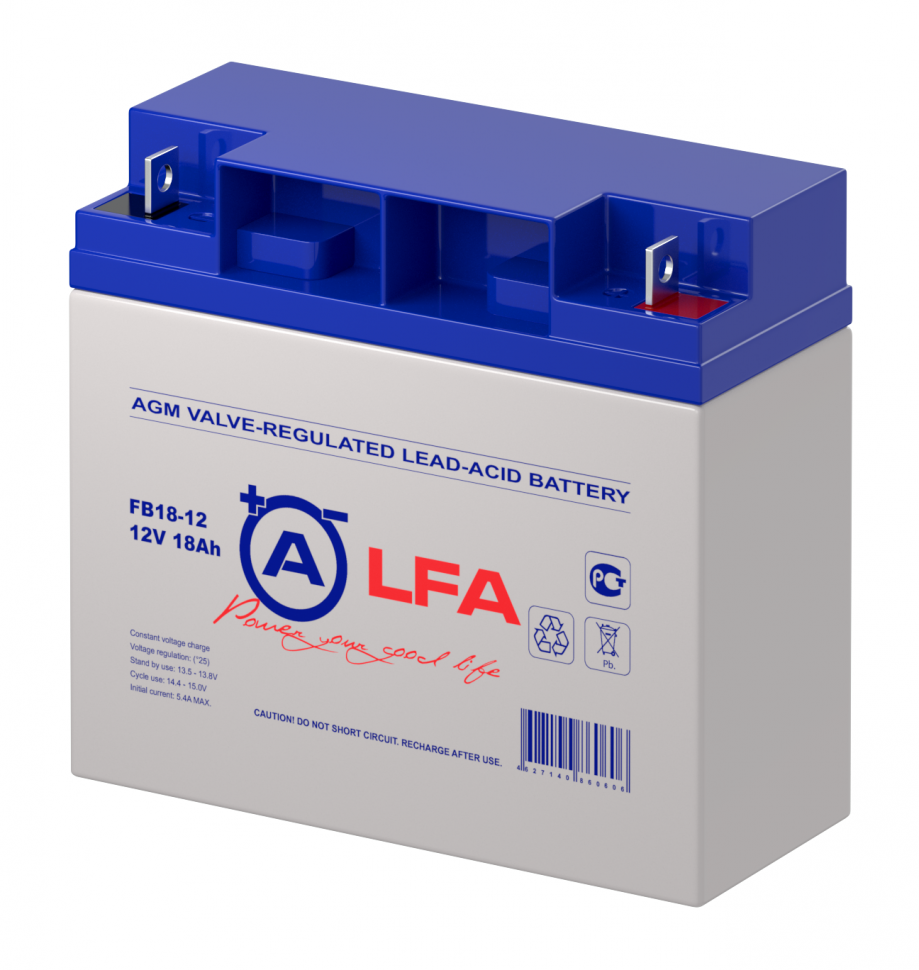 Аккумулятор/батарейка для ИБП (UPS) - ALFA BATTERY FB 18-12 (12 вольт 18 ампер)